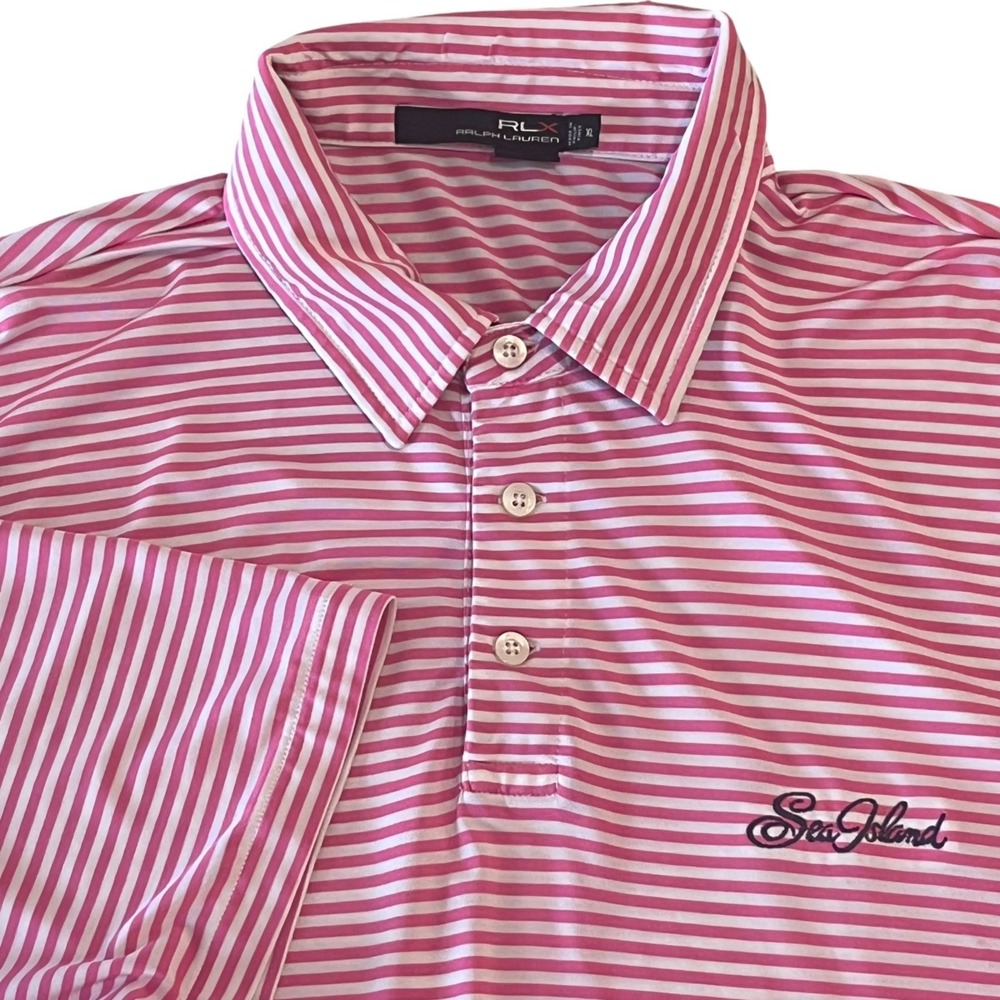 RLX Ralph Lauren Polo Shirts Mens XL Pink Sea Island Golf Performance